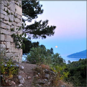 The Thassian Acropolis at Moonrise - Limenas, Thassos, Greece